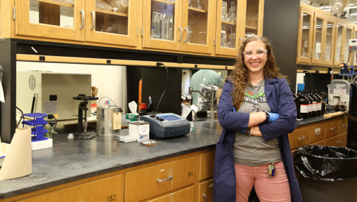 Woman in College Lab