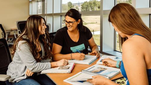 Women Studying around a table