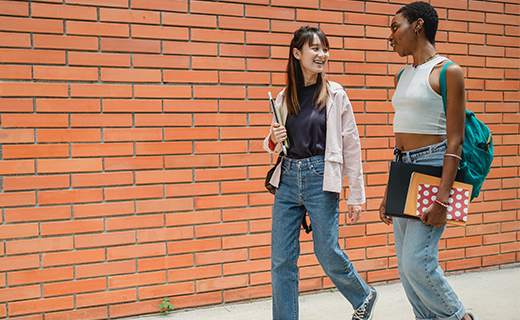 students walking on campus