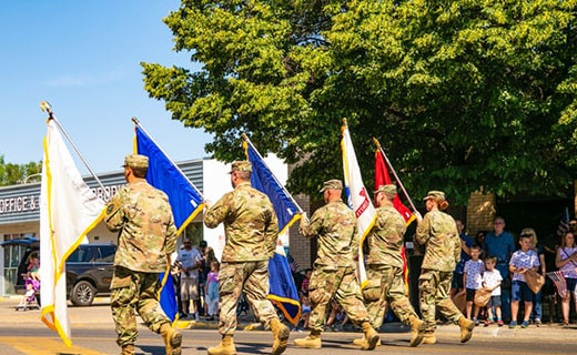 Veterans marching in parade